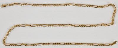 Lot 1407 - A 9ct gold figaro link necklace with lobster...