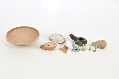 Lot 1845 - ANTIQUITIES; two Roman oil lamps, assorted...