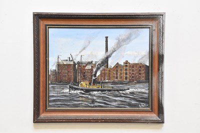 Lot 1933 - MACKENZIE MOULTON; oil on canvas, 'Thames Tug...