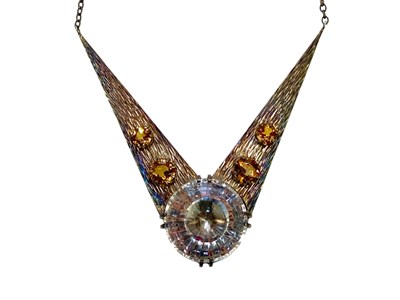 Lot 354 - A contemporary white metal citrine and white...