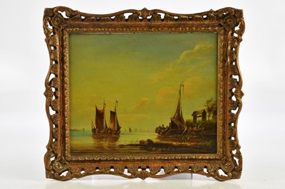 Lot 1918 - CASPER HENDRICKS; a Dutch oil on panel, boats...