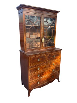 Lot 2124 - A 19th century inlaid mahogany secretaire...