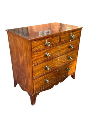 Lot 2125 - A 19th century inlaid mahogany chest, with two...