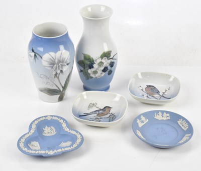 Lot 1634 - ROYAL COPENHAGEN; two baluster form vases,...