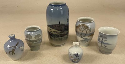 Lot 168 - ROYAL COPENHAGEN; six vases of various sizes...