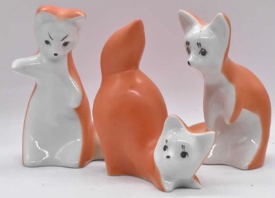 Lot 263 - LOMONOSOV; three fox figures, marked 'Made in...