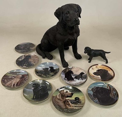 Lot 199 - A large resin black Labrador, 52cm, and other...