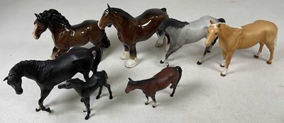 Lot 221 - BESWICK; seven horses comprising a shire horse,...