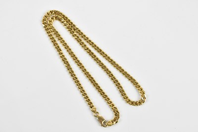 Lot 323 - A yellow metal flatlink necklace, stamped 750...