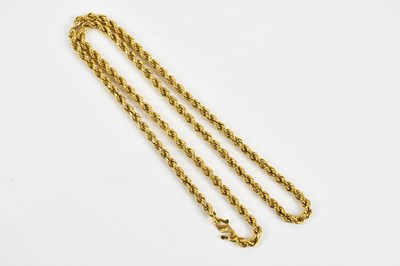Lot 315 - A yellow metal rope twist necklace, stamped...