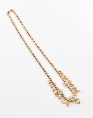 Lot 317 - A Victorian yellow metal pearl and diamond...