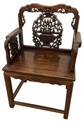 Lot 9 - A 19th century Chinese carved Huang Huali...