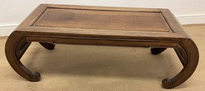 Lot 236 - A Chinese low hardwood side table, raised on...