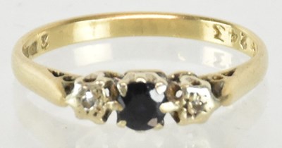 Lot 1350 - A 9ct yellow gold sapphire and diamond set...