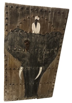 Lot 52 - A modern Indian painted door, decorated with...