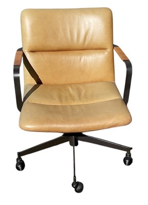 Lot 39 - WEST ELM; a modern contemporary tan leather...