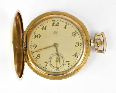 Lot 983 - LACO; a gold-plated crown wind full hunter...