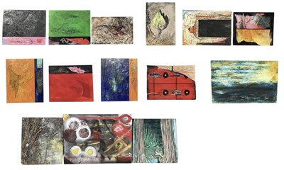 Lot 241 - UNATTRIBUTED; a large abstract oil and mixed...