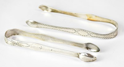 Lot 560 - Two pairs of George III hallmarked silver...