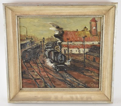 Lot 268 - ARTUR EITLER; oil on board, 'Train on the...