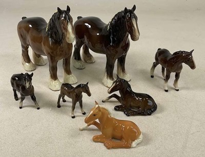 Lot 250 - BESWICK; seven horses, comprising a pair of...