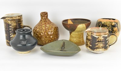 Lot 404 - Seven items of studio pottery, various makers...