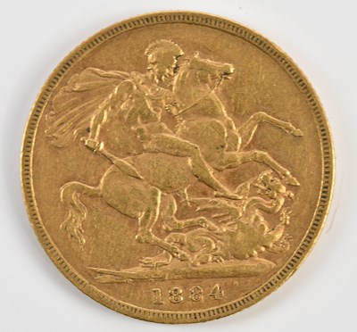 Lot 1509 - A Victoria full sovereign, 1884, young head.