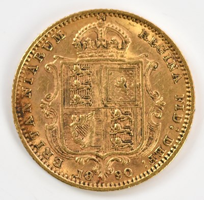 Lot 1483 - A Victoria half sovereign, 1890, shield back,...