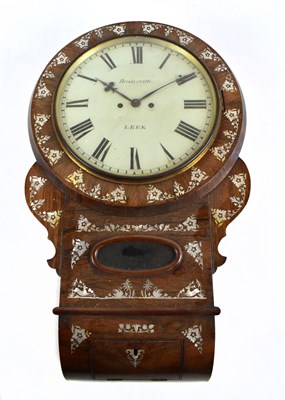Lot 1482 - BASKERVILLE, LEEK; a 19th century mother of pearl inlaid rosewood drop dial clock