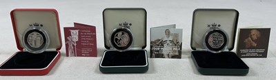 Lot 457 - ROYAL MINT; three 50p Silver Proof Piedfort...