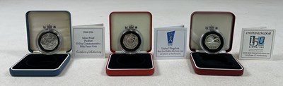 Lot 458 - ROYAL MINT; three 50p Silver Proof Piedfort...