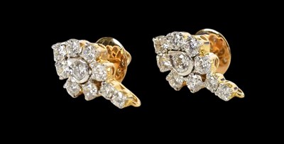 Lot 288 - A pair of yellow metal and diamond screw back...