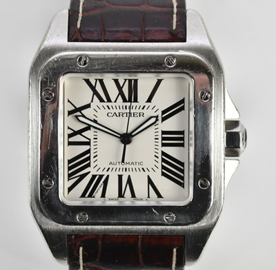 Lot 551 - CARTIER; a gentleman's Santos 100 stainless...
