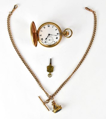 Lot 982 - ELGIN; a gold-plated full hunter crown wind...
