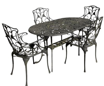 Lot 133 - A modern black painted wrought iron oval...