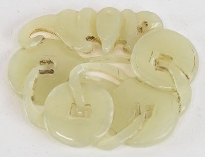 Lot 803 - A small Chinese carved green jade pendant, 5 x...