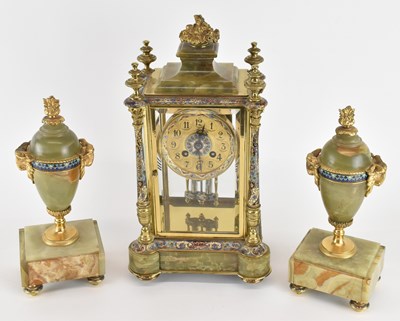 Lot 138 - A late 19th century onyx and cloisonné enamel...