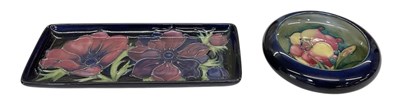 Lot 642 - MOORCROFT; a blue ground 'Anemone' pattern...