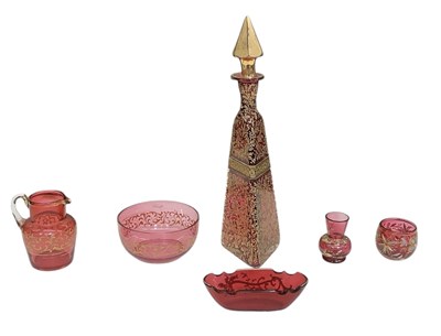 Lot 720 - Six pieces of Venetian gilt decorated...