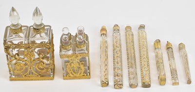 Lot 691 - A pair of crystal glass gilt metal mounted...