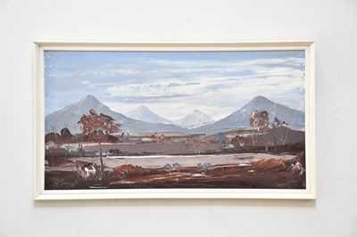 Lot 1869 - MCGARRY; oil on board, mountain landscape,...