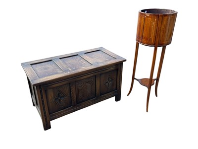 Lot 2184 - A 1920s small oak coffer, width 91cm, and an...