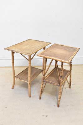 Lot 2208 - Two vintage bamboo two tier side tables (2).