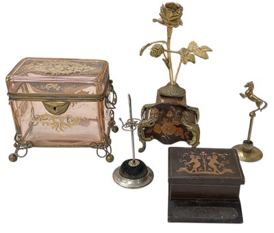 Lot 318 - A marquetry inlaid gilt metal model of a...