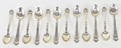 Lot 1122 - A set of twelve Swedish silver teaspoons, with...