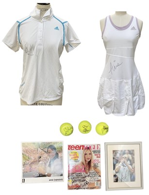Lot 485 - TENNIS INTEREST; three signed tennis balls...