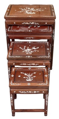 Lot 830 - A modern Chinese carved hardwood and mother of...