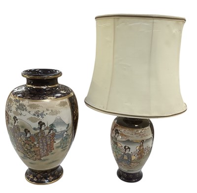 Lot 813 - A large Japanese Satsuma baluster form vase,...