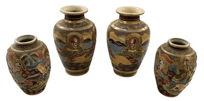 Lot 827 - A pair of modern Japanese Satsuma style vases,...