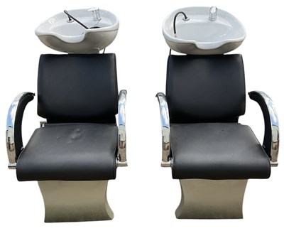 Lot 9 - A pair of modern contemporary black leather...